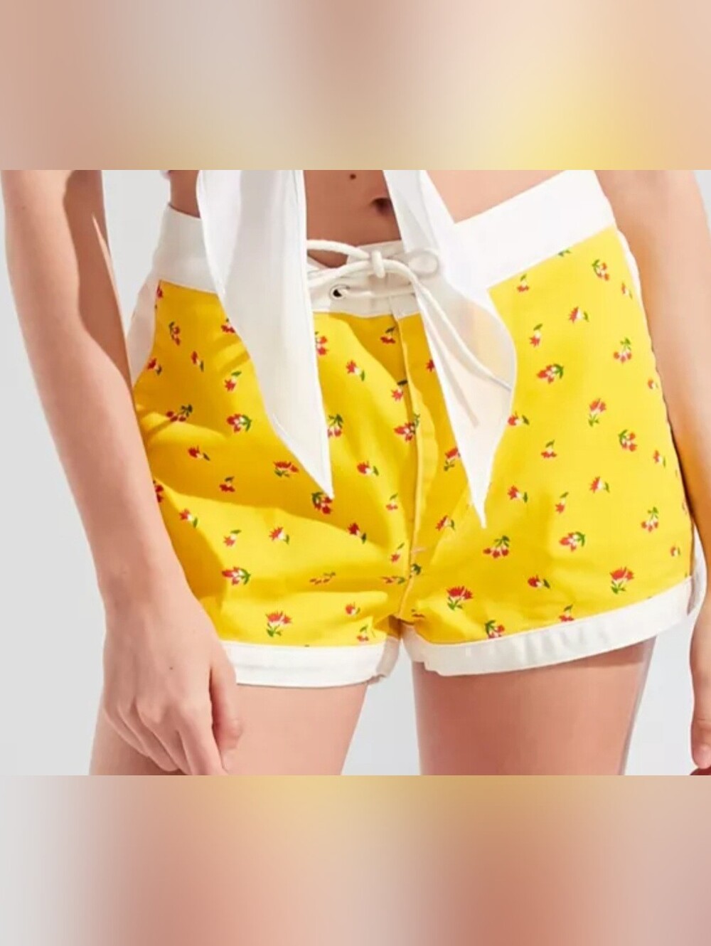Urban Outfitters Gidget Yellow Floral Board Summer Shorts Small